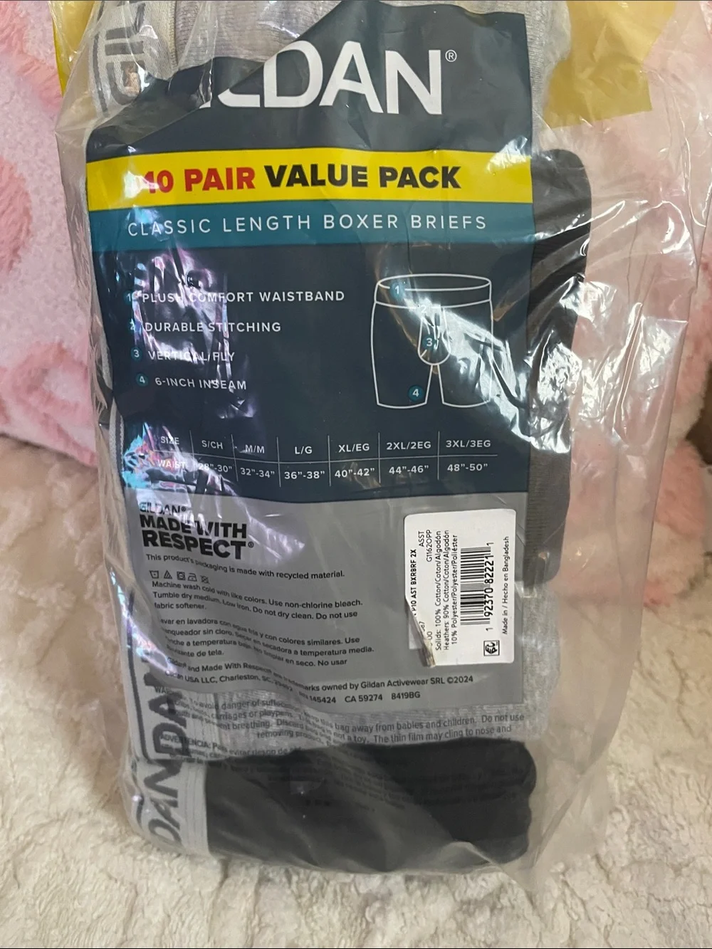 Gildan Grays and Blues Men’s Classic Length Boxer Briefs – 9 Pack - NEW